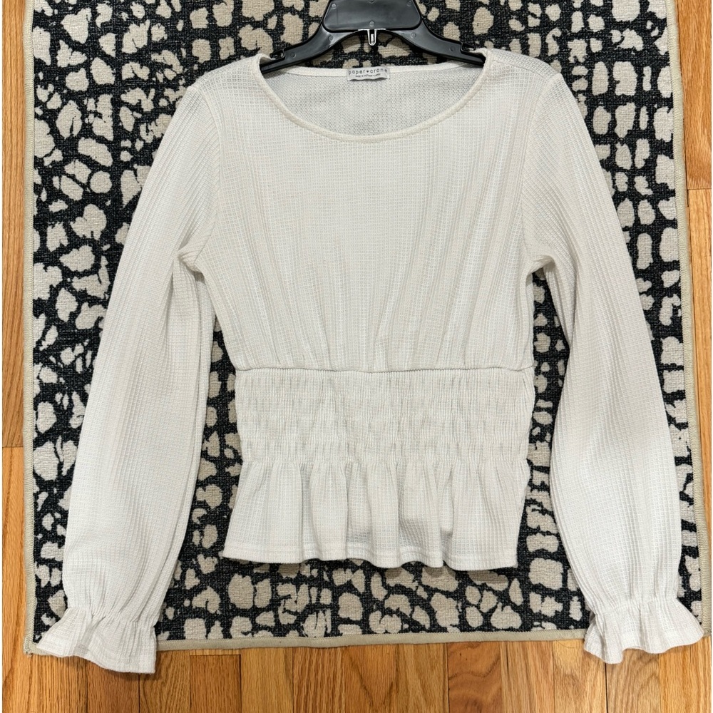 Paper Crane Thermal Waffle White Top - Picture 9 of 10